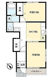 ハッピーハイツ 2DKの間取図画像
