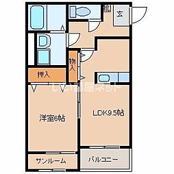 コーセコーポ1 1LDKの間取図画像