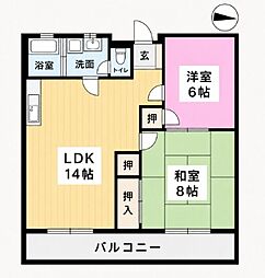 コーポのなか 2LDKの間取図画像