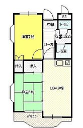 サンハイツ野間 2DKの間取図画像