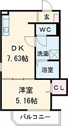 エフスタイル堺・堀上町1号館 1LDKの間取図画像