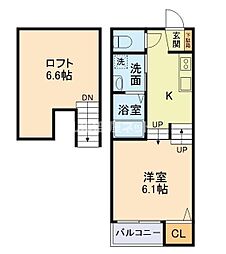 Forest神園 ワンルームの間取図画像