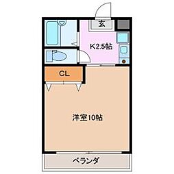 サン・ライズ中村 1Kの間取図画像