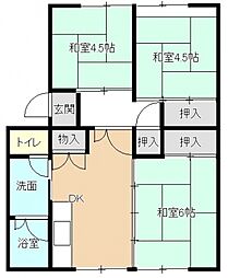 高陽真亀団地2号棟 3DKの間取図画像