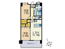 ヘスティア大濠 2LDKの間取図画像