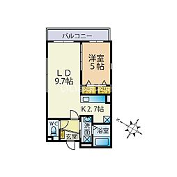 プリモソルジェンテ2 1LDKの間取図画像