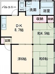 サンライフ垣生 3DKの間取図画像