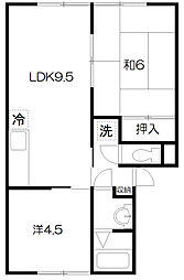 ハイツディージィーA 2LDKの間取図画像