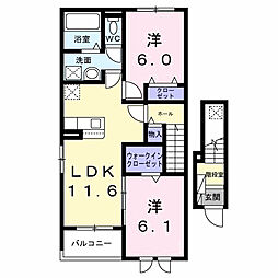 ティアフォルクス 2LDKの間取図画像