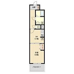 HF仙台五橋レジデンス 1DKの間取図画像