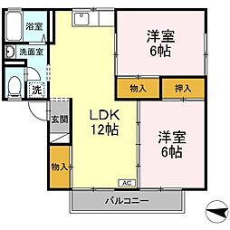 メゾンベール 2LDKの間取図画像