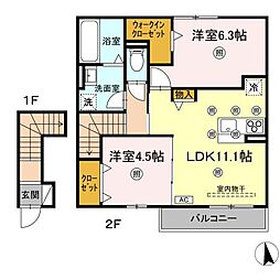 フィオーレIII 2LDKの間取図画像