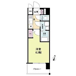 エスリードRESIDENCE大阪福島CITYWEST 1Kの間取図画像