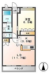 サンライズガーデン 1LDKの間取図画像