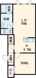 クレア2 1LDKの間取図画像