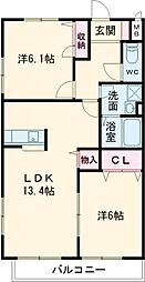 ヘーベルオオクボ1 2LDKの間取図画像