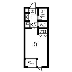 レオプレジオ 1Kの間取図画像