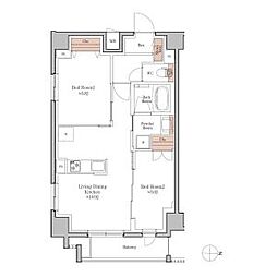 ジオエント四条大宮 2LDKの間取図画像