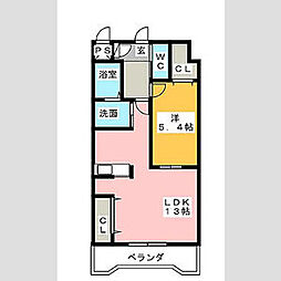 アートタウンハル 1LDKの間取図画像
