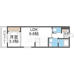 ココングランジュール吹田垂水町 1LDKの間取図画像