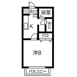サン・friends芳ヶ崎A棟 1Kの間取図画像