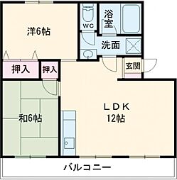 高州マンション 2LDKの間取図画像