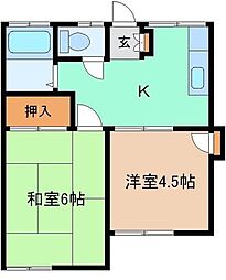 ヴィラ・フォレスト 2Kの間取図画像