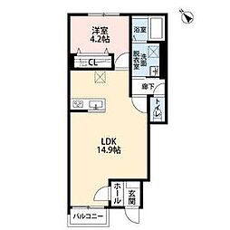 ベレッツァ菰野 1LDKの間取図画像