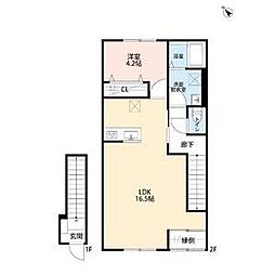 ベレッツァ菰野 1LDKの間取図画像