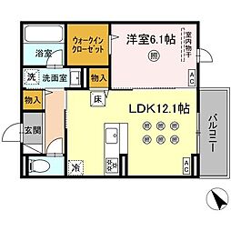 霧島市国分中央1丁目アパート 1LDKの間取図画像