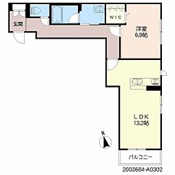 アンセルモ祇園 1LDKの間取図画像