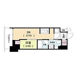 ルネフラッツ松屋町駅前 1DKの間取図画像