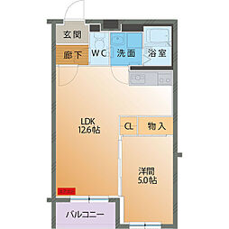 ハートフルマンションIris 1LDKの間取図画像