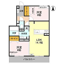 パークサイドファーム 2LDKの間取図画像