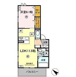 Colline bleue 1LDKの間取図画像