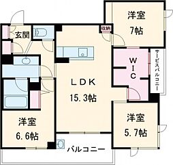 アルテーヌ浜寺元町 3LDKの間取図画像