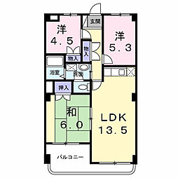 ハイツかすみ野2 3LDKの間取図画像