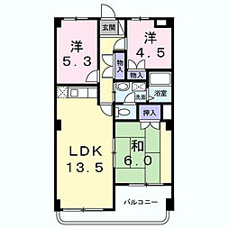 ハイツかすみ野2 3LDKの間取図画像