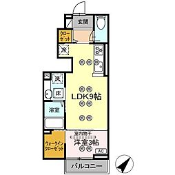 アジュール金古曽 1LDKの間取図画像