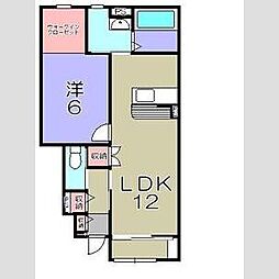 守山市伊勢町アパート 1LDKの間取図画像