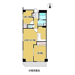 アクシア八芳 2LDKの間取図画像