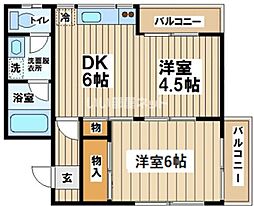 西国立コートビレッヂ 1LDKの間取図画像