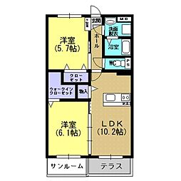 メゾン・ドf 2LDKの間取図画像