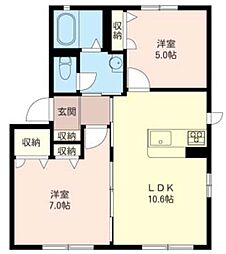 フォンテーヌB 2LDKの間取図画像