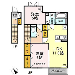 セリーズメルヴェイユC 2LDKの間取図画像