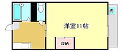 ドムスK2 1DKの間取図画像