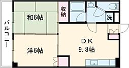 水前寺モア・ナチュール 2DKの間取図画像