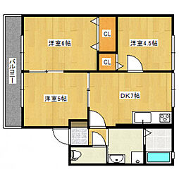 ハイム東山2 3DKの間取図画像
