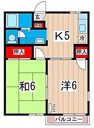 L座アパルトマント 2Kの間取図画像