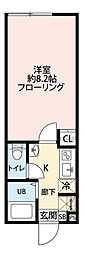 グランクオール東久留米 1Kの間取図画像
